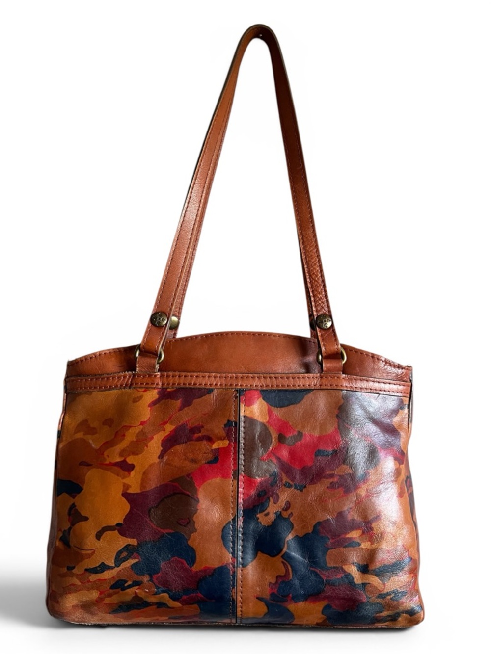 Patricia Nash Leather Tote Bag Floral Multicolor Shoulder Bag Boho Vintage Style